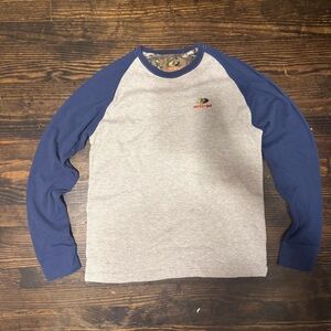 Mossy Oak Gray Body with Blue Raglan Long-Sleeve Shirt